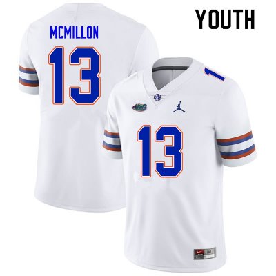 Youth Florida Gators #13 Donovan McMillon NCAA Nike White Authentic Stitched College Football Jersey MYK7862CL